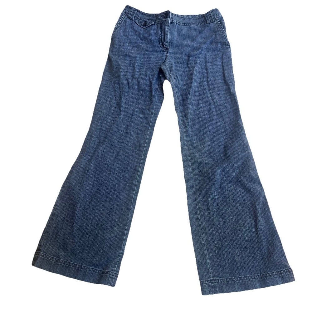 Talbots Women's Size 6 Signature Flare Blue Denim Jeans Pants Vertical Stripe